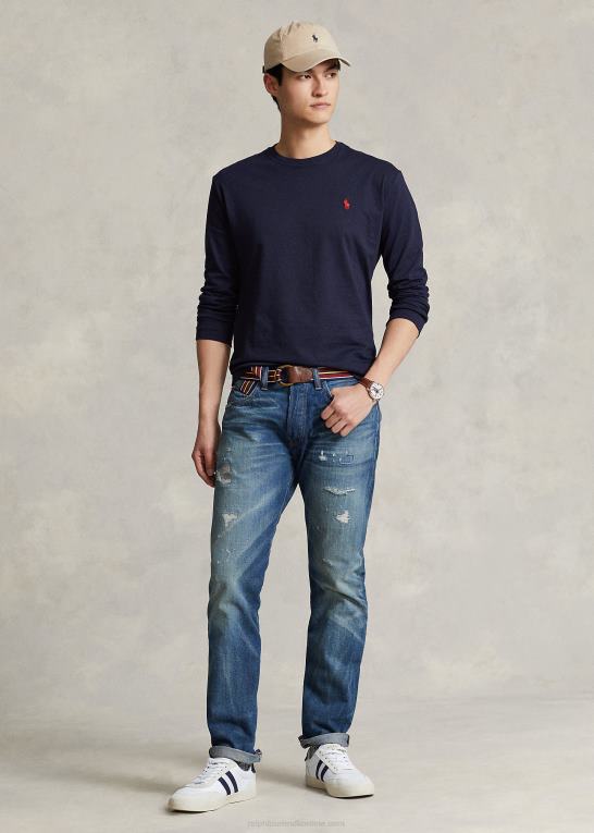 blæk Mænd Ralph Lauren jersey langærmet t-shirt - alle passer Z426B180