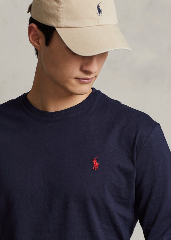 blæk Mænd Ralph Lauren jersey langærmet t-shirt - alle passer Z426B180
