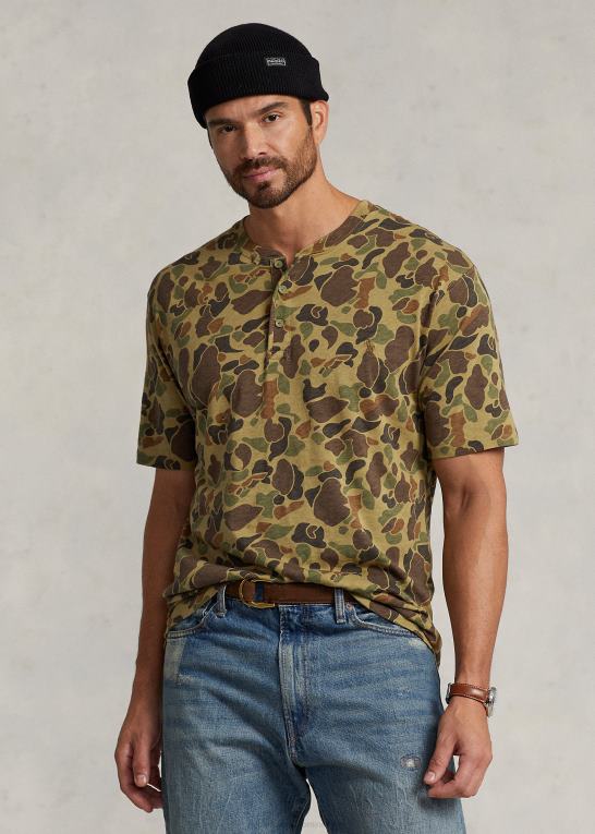 frø camo Mænd Ralph Lauren jersey henley skjorte Z426B1398