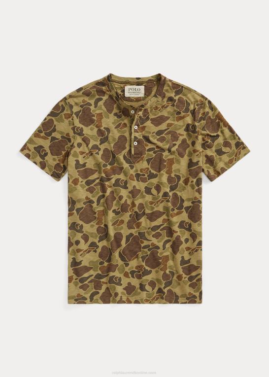 frø camo Mænd Ralph Lauren jersey henley skjorte Z426B1398