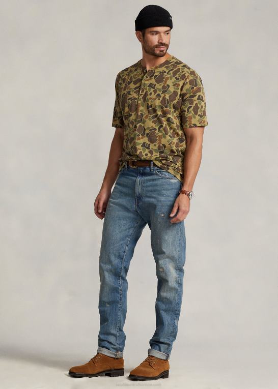 frø camo Mænd Ralph Lauren jersey henley skjorte Z426B1398