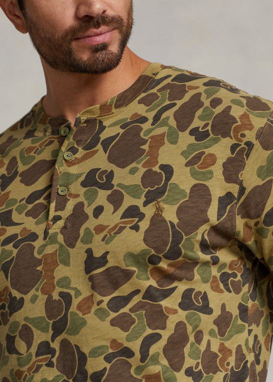 frø camo Mænd Ralph Lauren jersey henley skjorte Z426B1398