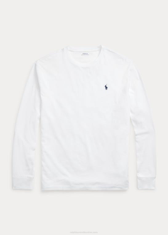 hvid Mænd Ralph Lauren jersey langærmet t-shirt - alle passer Z426B181