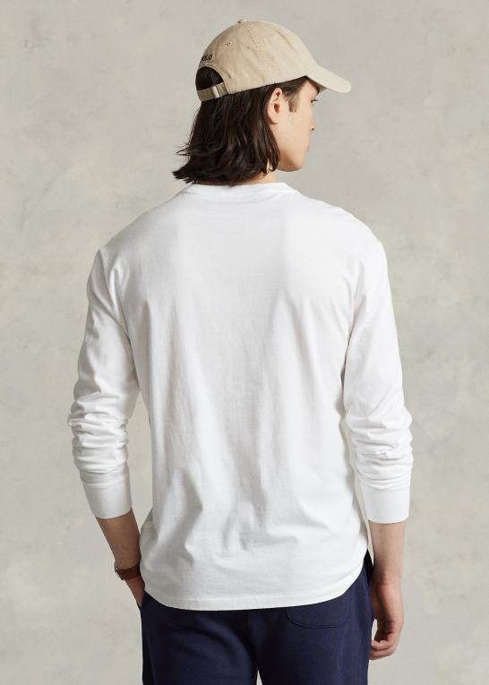 hvid Mænd Ralph Lauren jersey langærmet t-shirt - alle passer Z426B181