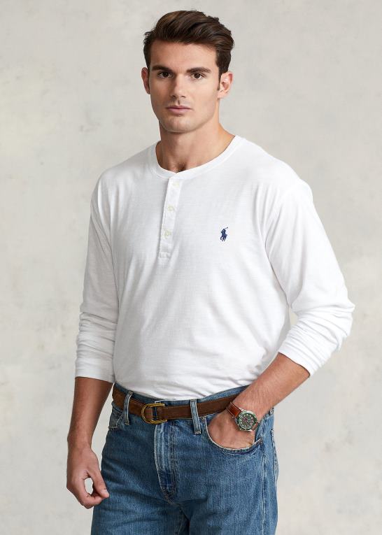 hvid Mænd Ralph Lauren slub jersey henley skjorte Z426B1333