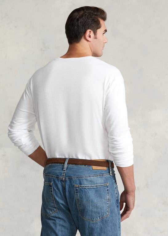 hvid Mænd Ralph Lauren slub jersey henley skjorte Z426B1333