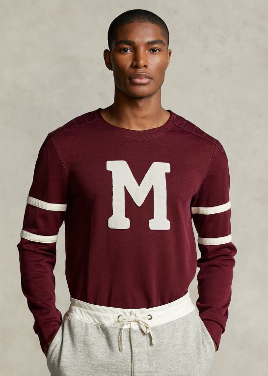 klassisk vin Mænd Ralph Lauren morehouse-kollektionen fodboldtrøje Z426B1273