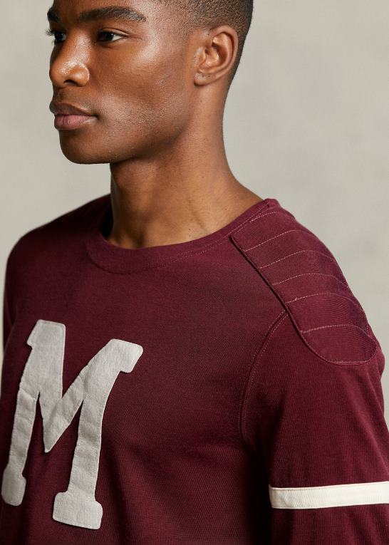 klassisk vin Mænd Ralph Lauren morehouse-kollektionen fodboldtrøje Z426B1273