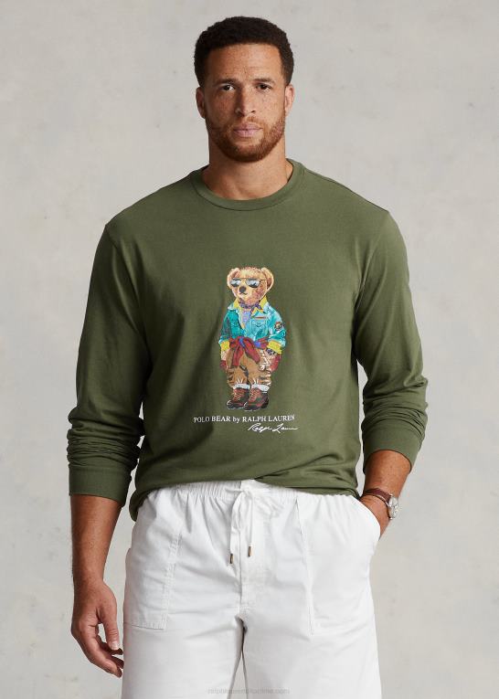 mørk salvie Mænd Ralph Lauren polo bear jersey langærmet t-shirt Z426B1346