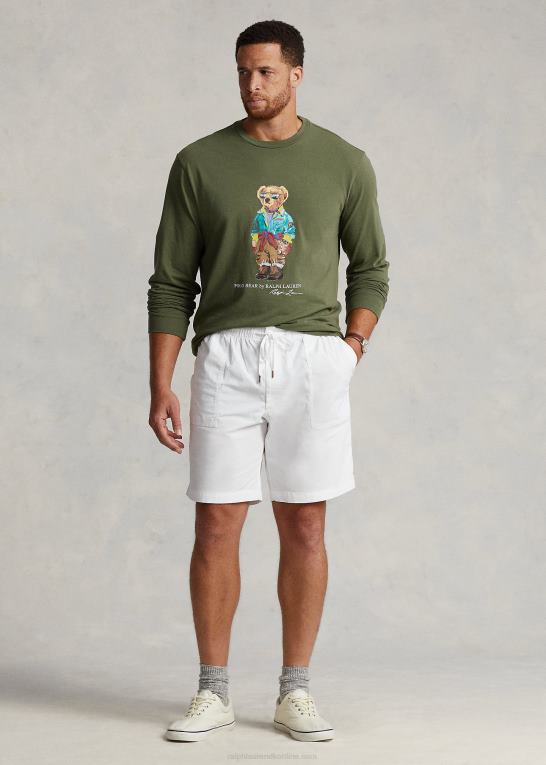 mørk salvie Mænd Ralph Lauren polo bear jersey langærmet t-shirt Z426B1346