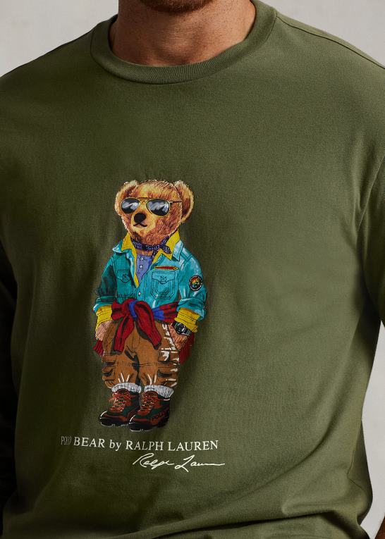 mørk salvie Mænd Ralph Lauren polo bear jersey langærmet t-shirt Z426B1346
