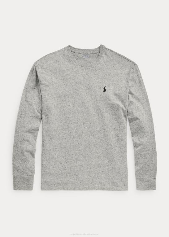 mørk vintage lyng Mænd Ralph Lauren jersey langærmet t-shirt - alle passer Z426B182