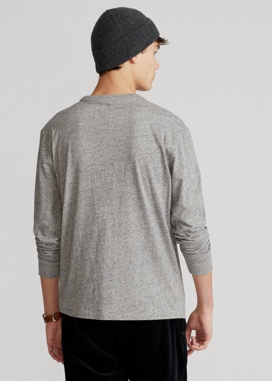 mørk vintage lyng Mænd Ralph Lauren jersey langærmet t-shirt - alle passer Z426B182