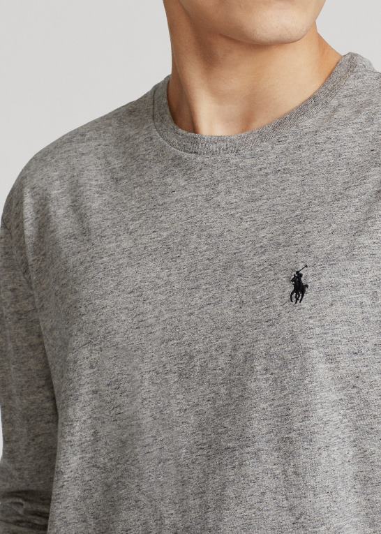 mørk vintage lyng Mænd Ralph Lauren jersey langærmet t-shirt - alle passer Z426B182