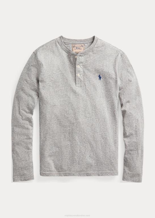 mørk vintage lyng Mænd Ralph Lauren slub jersey henley skjorte Z426B1334