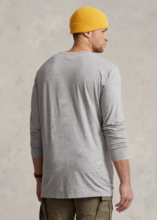 mørk vintage lyng Mænd Ralph Lauren slub jersey henley skjorte Z426B1334