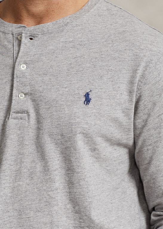 mørk vintage lyng Mænd Ralph Lauren slub jersey henley skjorte Z426B1334
