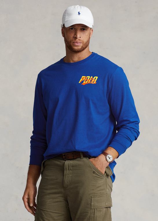 safir stjerne Mænd Ralph Lauren stablet-logo jersey langærmet t-shirt Z426B1397