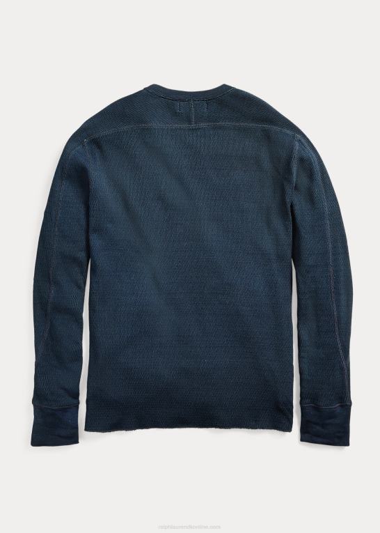 skyllet blå Mænd Ralph Lauren indigo jacquard-strikket rund hals Z426B1728