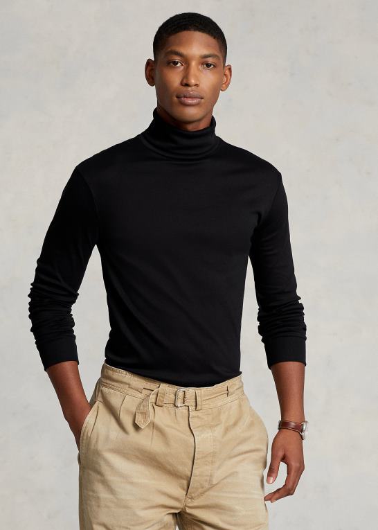 sort Mænd Ralph Lauren blød rullekrave i bomuld Z426B559