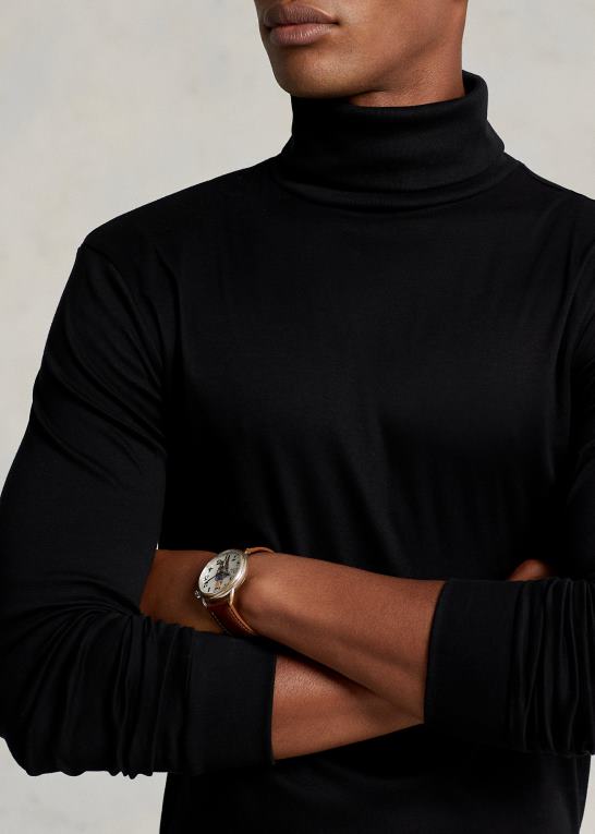 sort Mænd Ralph Lauren blød rullekrave i bomuld Z426B559
