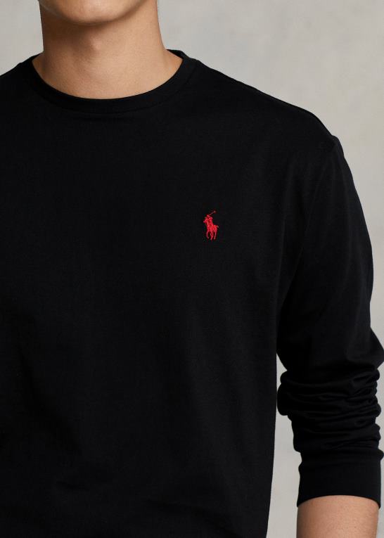 sort Mænd Ralph Lauren jersey langærmet t-shirt - alle passer Z426B183