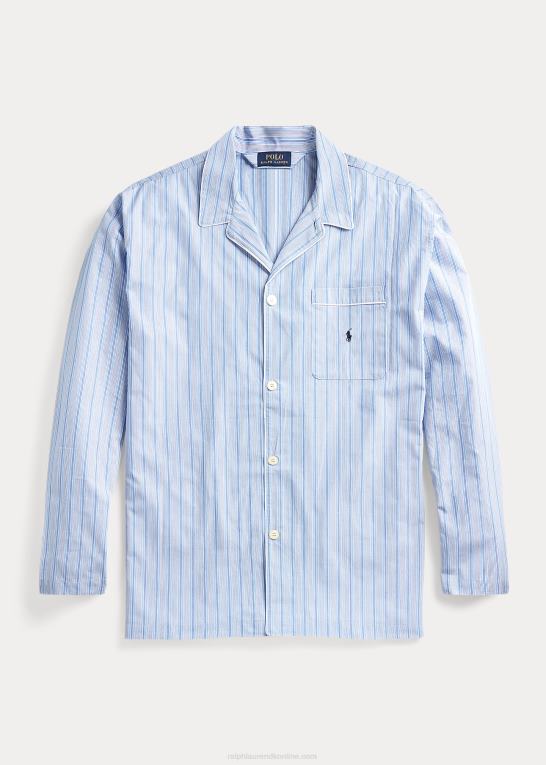 andrew stripe/cruise navy Mænd Ralph Lauren stribet pyjamasskjorte i bomuld Z426B1651