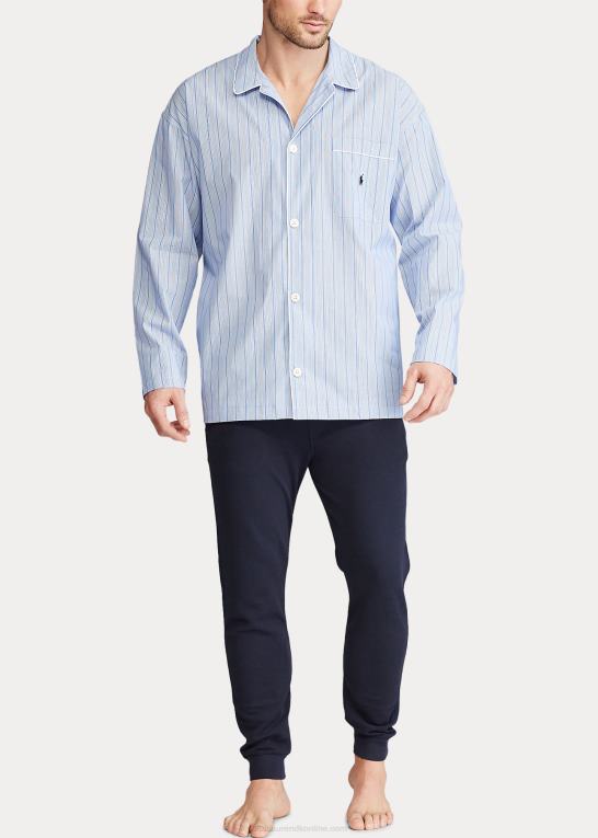 andrew stripe/cruise navy Mænd Ralph Lauren stribet pyjamasskjorte i bomuld Z426B1651