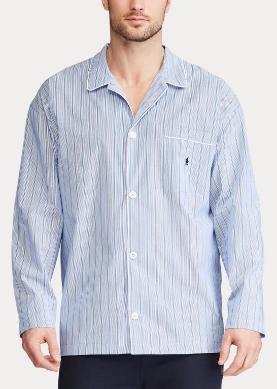 andrew stripe/cruise navy Mænd Ralph Lauren stribet pyjamasskjorte i bomuld Z426B1651