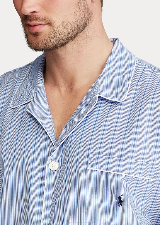 andrew stripe/cruise navy Mænd Ralph Lauren stribet pyjamasskjorte i bomuld Z426B1651