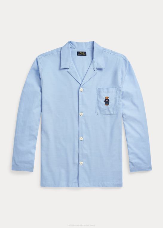 blå oxford Mænd Ralph Lauren oxford pyjamasskjorte i polobjørn i bomuld Z426B915