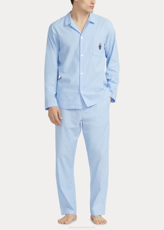 blå oxford Mænd Ralph Lauren oxford pyjamasskjorte i polobjørn i bomuld Z426B915
