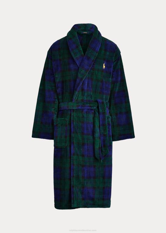 blackwatch plaid Mænd Ralph Lauren tartan plys mikrofiberkåbe Z426B1158