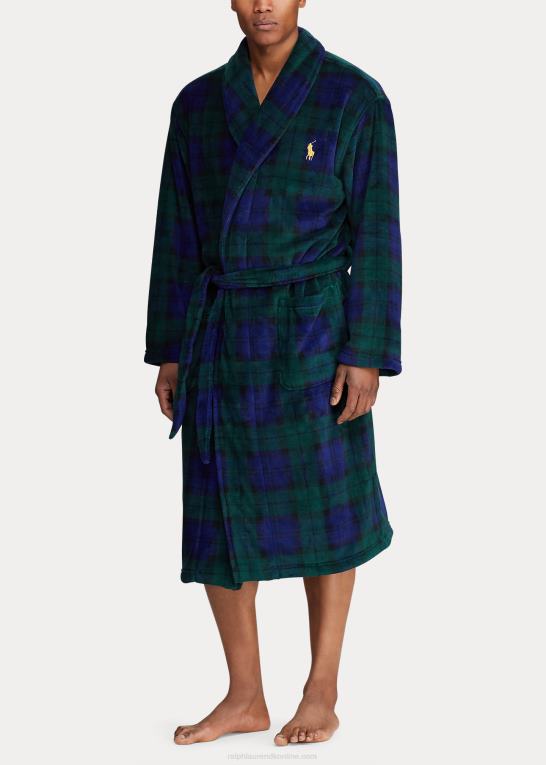 blackwatch plaid Mænd Ralph Lauren tartan plys mikrofiberkåbe Z426B1158