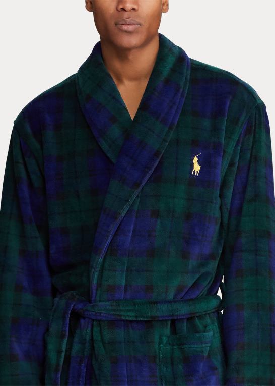 blackwatch plaid Mænd Ralph Lauren tartan plys mikrofiberkåbe Z426B1158