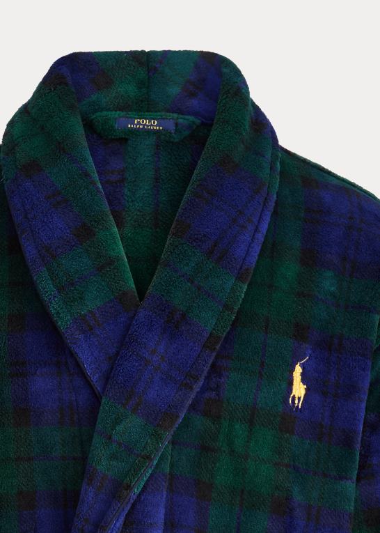 blackwatch plaid Mænd Ralph Lauren tartan plys mikrofiberkåbe Z426B1158