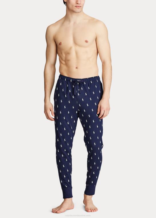 krydstogt flåde/nevis Mænd Ralph Lauren allover sovejogger i bomuld i pony Z426B611