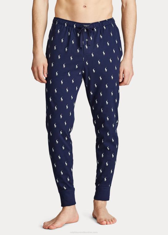 krydstogt flåde/nevis Mænd Ralph Lauren allover sovejogger i bomuld i pony Z426B611