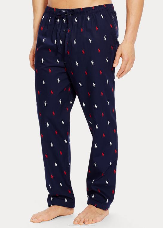 marineblå/rød og hvid Mænd Ralph Lauren allover pony sovebukser Z426B1209