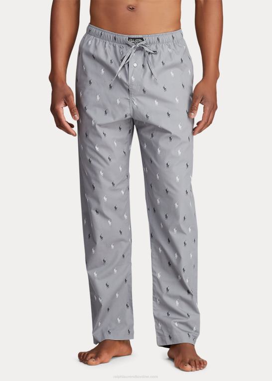 museumsgrå/sort Mænd Ralph Lauren allover pony pyjamasbukser Z426B1129