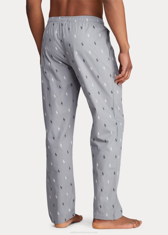 museumsgrå/sort Mænd Ralph Lauren allover pony pyjamasbukser Z426B1129