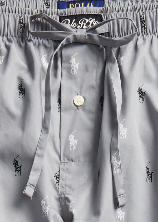 museumsgrå/sort Mænd Ralph Lauren allover pony pyjamasbukser Z426B1129