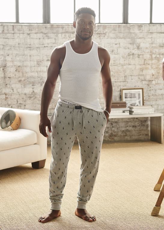 og over lyng/flåde Mænd Ralph Lauren allover sovejogger i bomuld i pony Z426B610