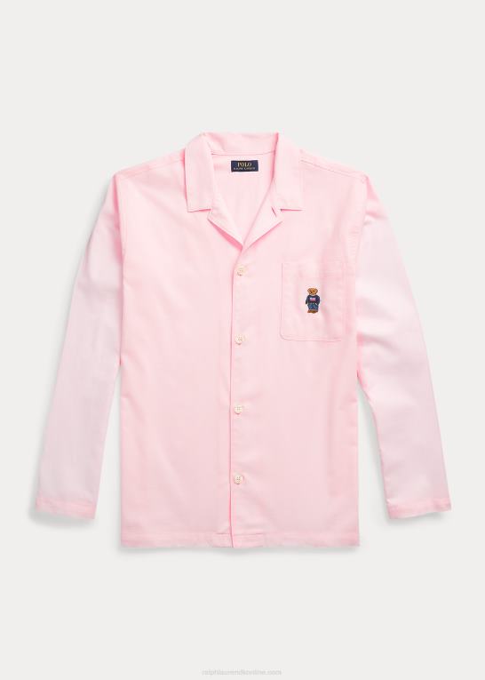 pink oxford Mænd Ralph Lauren oxford pyjamasskjorte i polobjørn i bomuld Z426B914