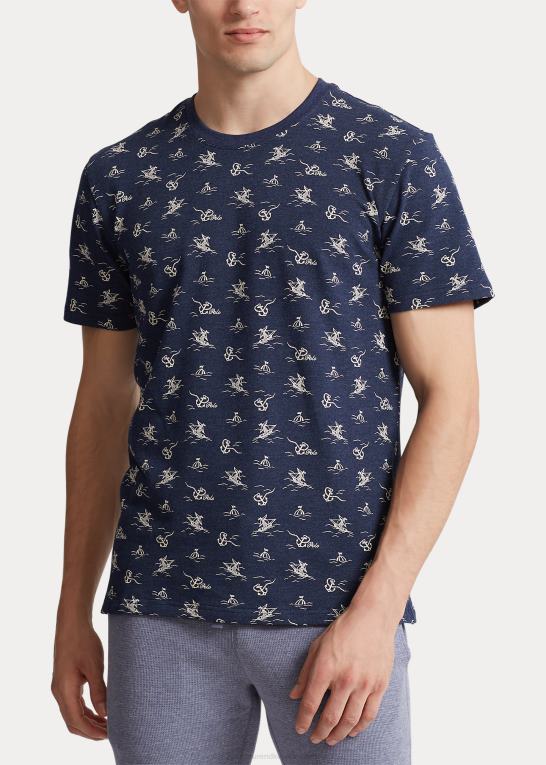 vintage anker print Mænd Ralph Lauren strik pique soveskjorte Z426B370