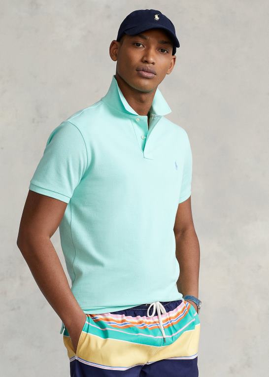 aqua verde Mænd Ralph Lauren slim fit mesh poloshirt Z426B8367