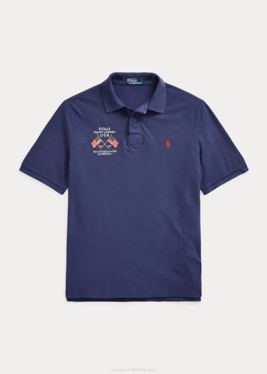 bådehus flåde Mænd Ralph Lauren klassisk pasform flag-broderet poloshirt Z426B8642