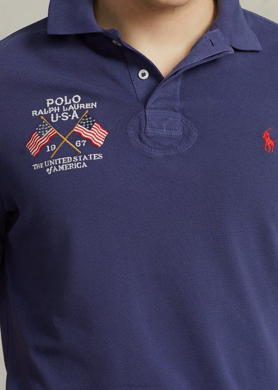 bådehus flåde Mænd Ralph Lauren klassisk pasform flag-broderet poloshirt Z426B8642