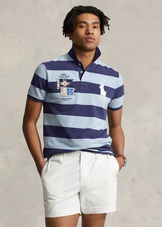 bådehus marine/blå Mænd Ralph Lauren brugerdefineret slank pasform stor pony mesh poloshirt Z426B1034