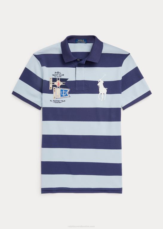 bådehus marine/blå Mænd Ralph Lauren brugerdefineret slank pasform stor pony mesh poloshirt Z426B1034